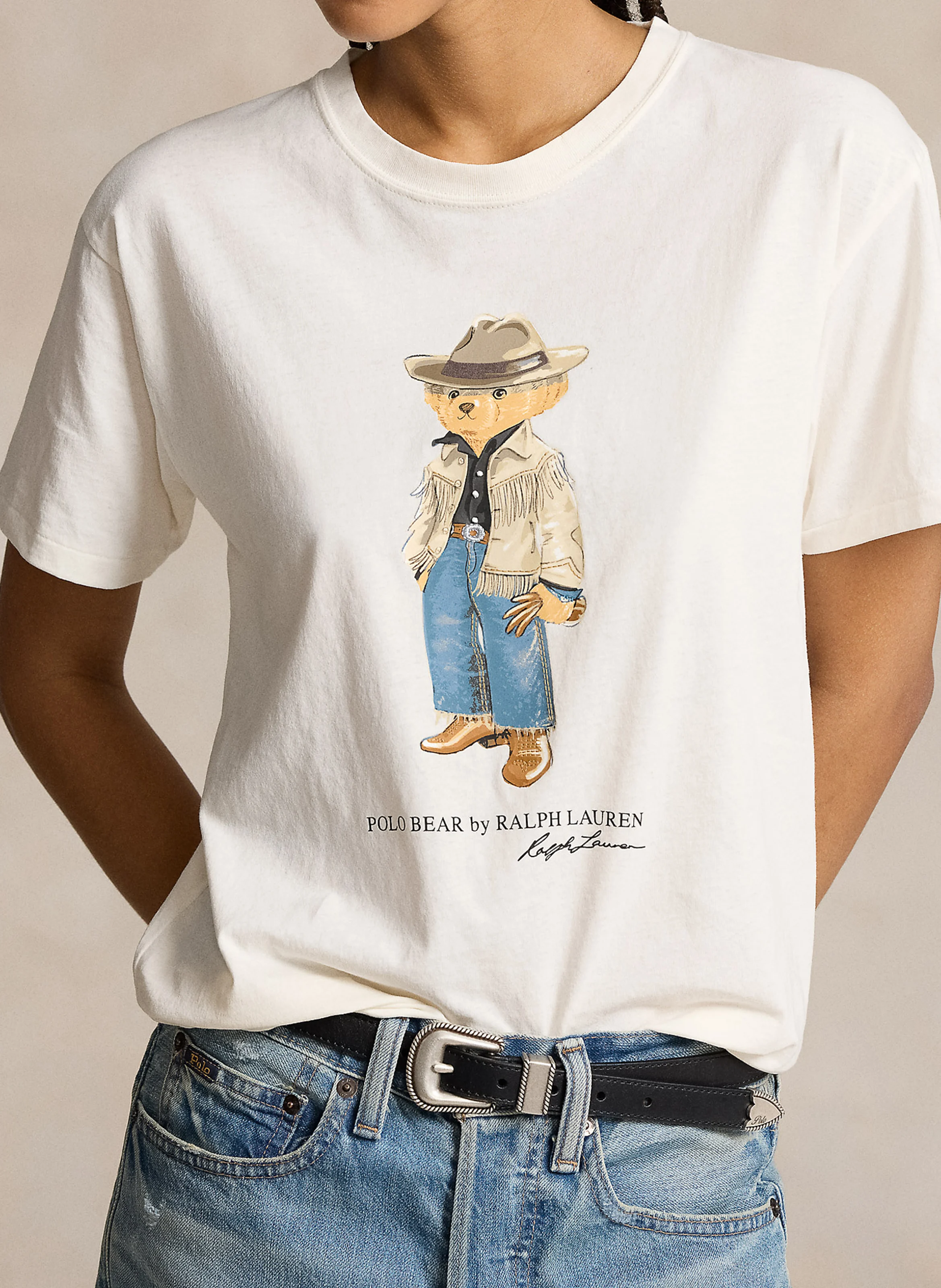 Tee-shirt col rond imprimé en coton | Blanc