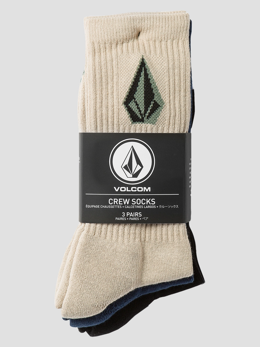 Volcom Full Stone Mix 3Pk Socks pale khaki