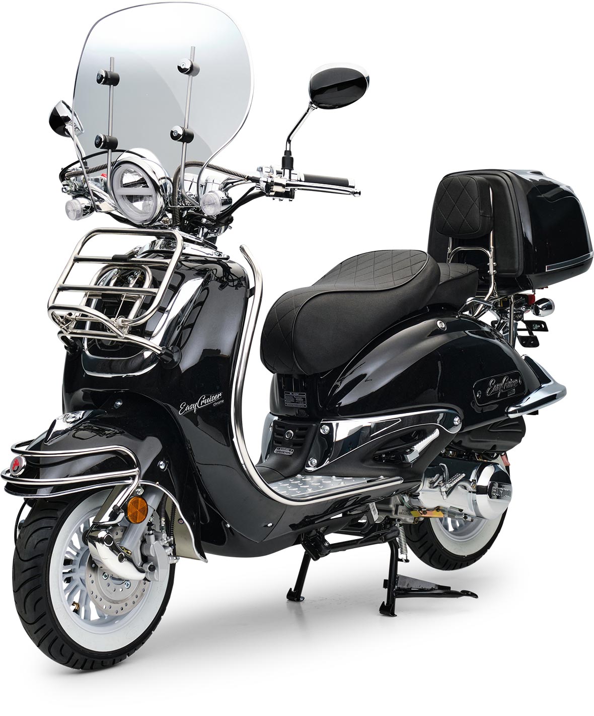 Motorroller Retro EasyCruiser Schwarz 50ccm Euro 5 EFI Scooter Moped Mofa