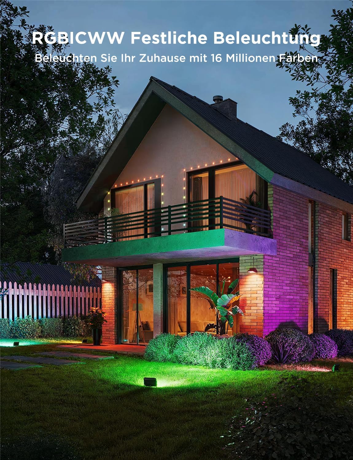 Govee Outdoor LED Strahler 48W, RGB Strahler Außen mit Kalt/Warmweißes Licht Bis zu 4000LM, Kompatibel mit Alexa, Matter, 50+ Szenen, IP66 Wasserdicht Flutlicht für Garten, Landschaft Deko, 4pcs