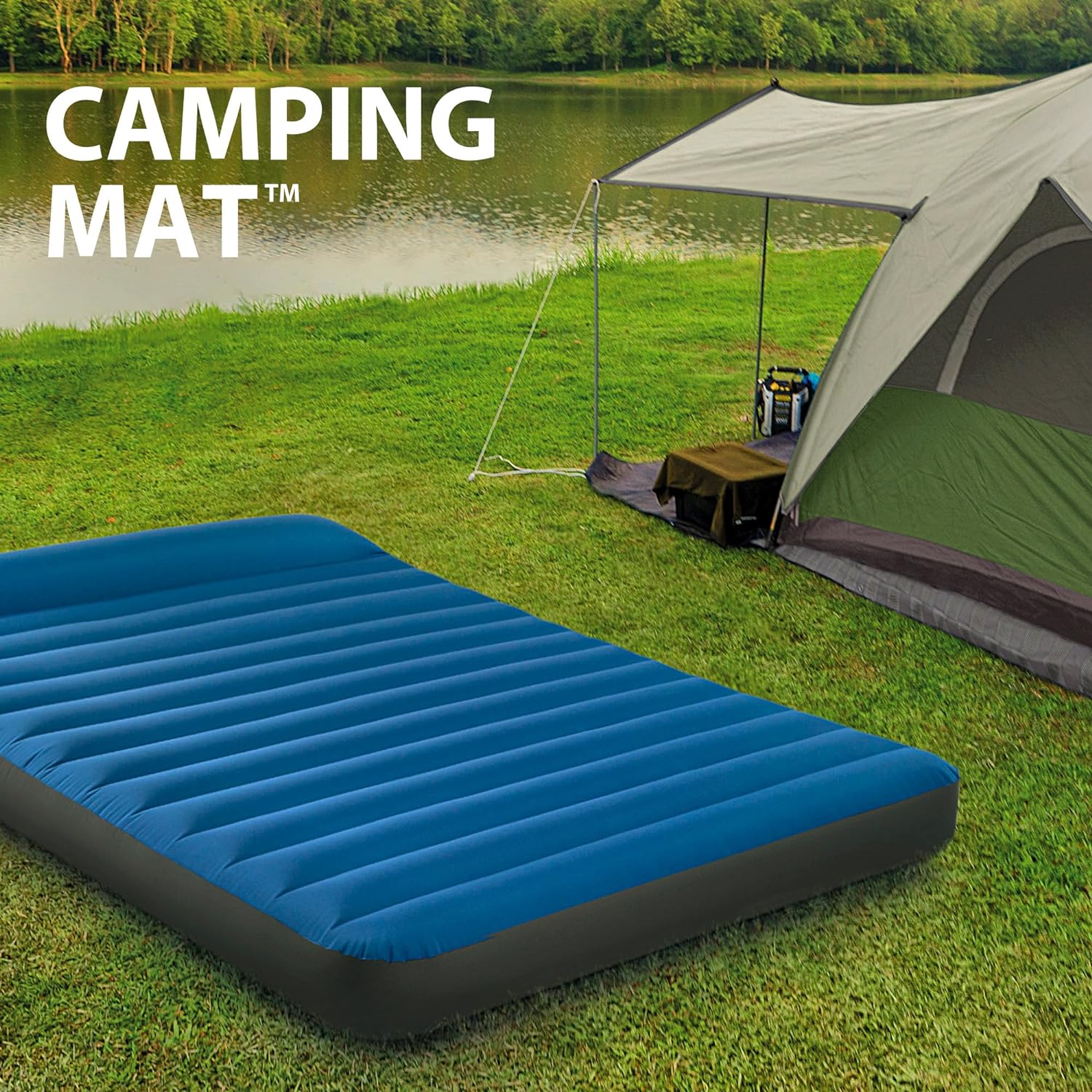 INTEX 64011 - Luftbett - Twin Dura-Beam Truaire inkl. USB-Luftpumpe (blau, 99x191x22cm) Luftmatratze Campingbett