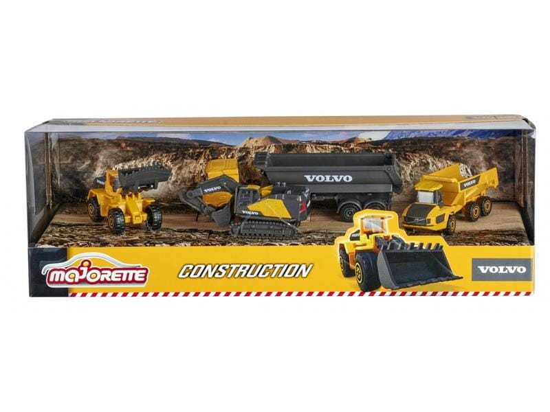 Majorette Baustellenfahrzeug Volvo Construction 4er-Geschen Vier Baufahrzeuge zum Spielen und Sammeln