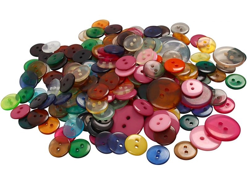 Creativ Company Knöpfe-Mix 10-20 mm, Mehrfarbig, 800 Stück Knopfverschluss-Set