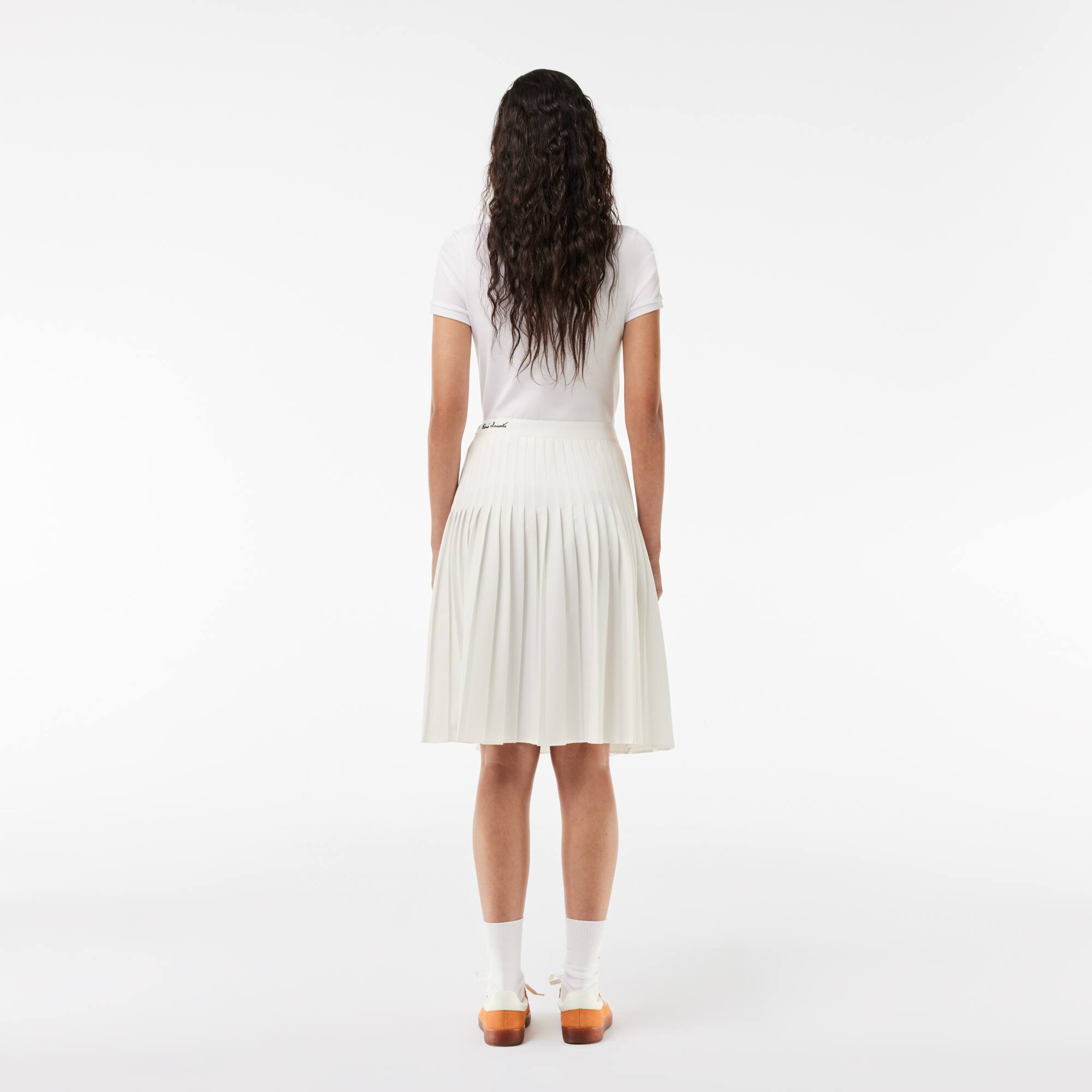 Jupe plissée en twill Robes & Jupes - Blanc - Lacoste - Femme
