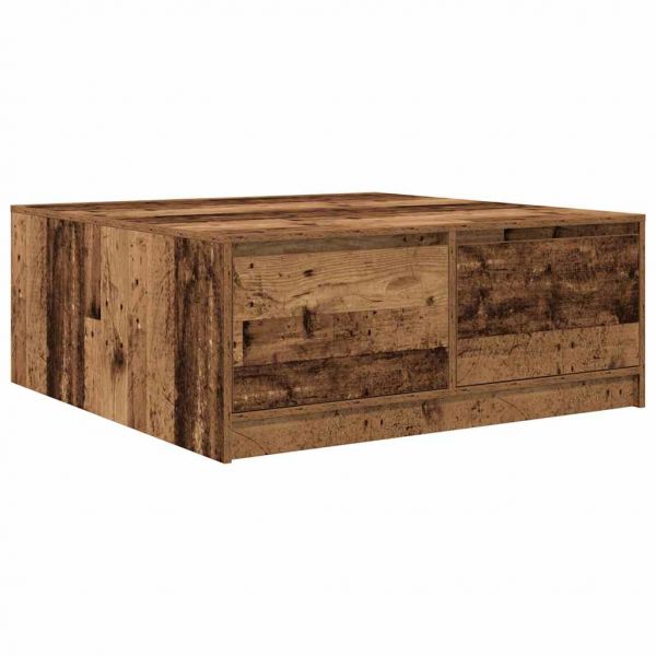 vidaXL Mesa de Centro com Gavetas 100x100x40 cm Madeira Velha - 2230162002