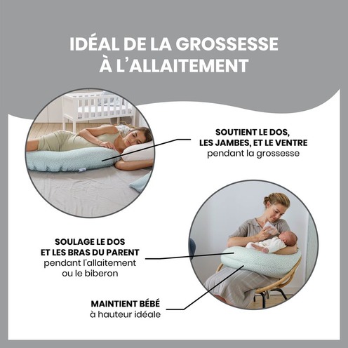 Coussin de maternité Doomoo Buddy Cloudy Kaki - BABYMOOV