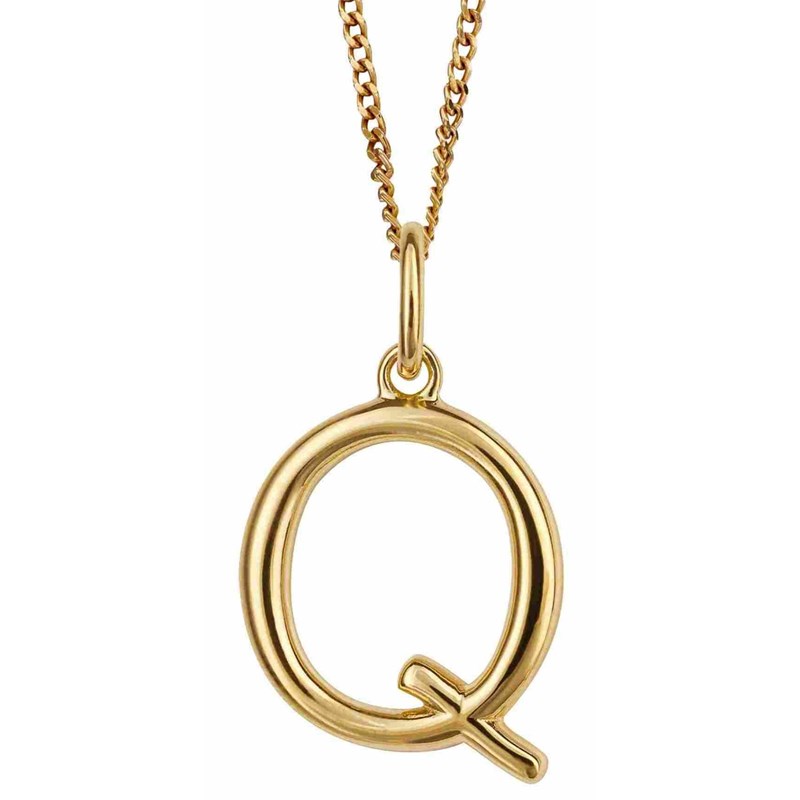 Collier lettre Q plaqué or en argent 925/1000