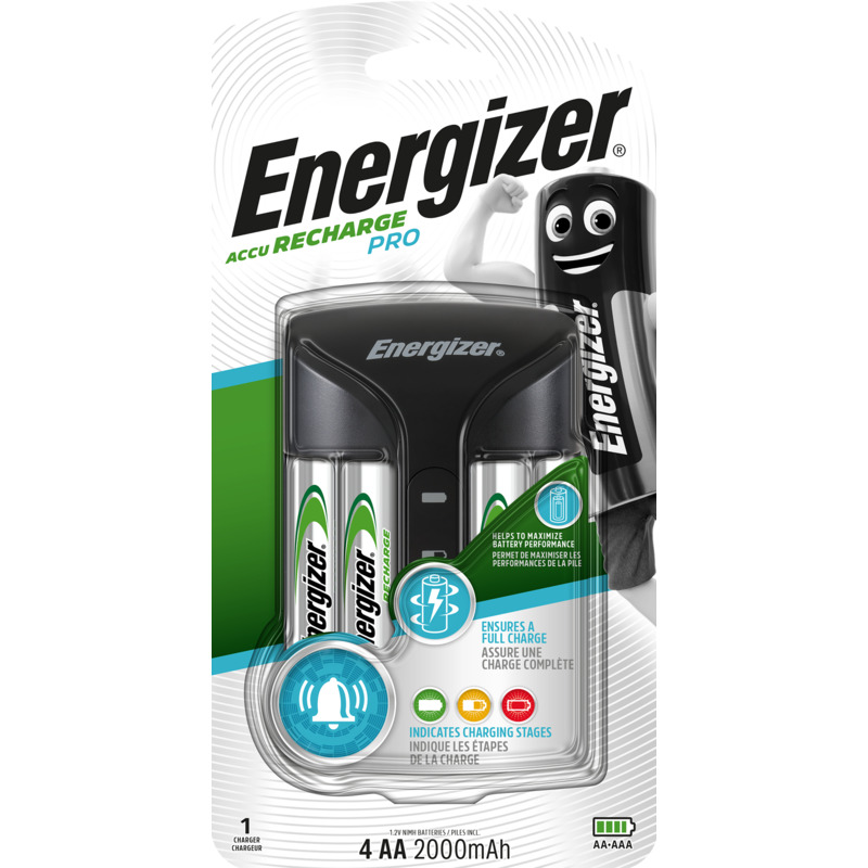 Energizer Ladegerät Pro (2x AA/AAA), 2000 mAh, schwarz, 1 Stück