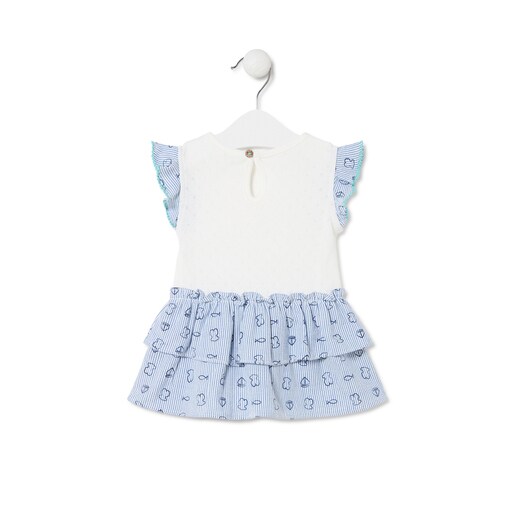 Vestido infantil estilo barco na cor azul claro