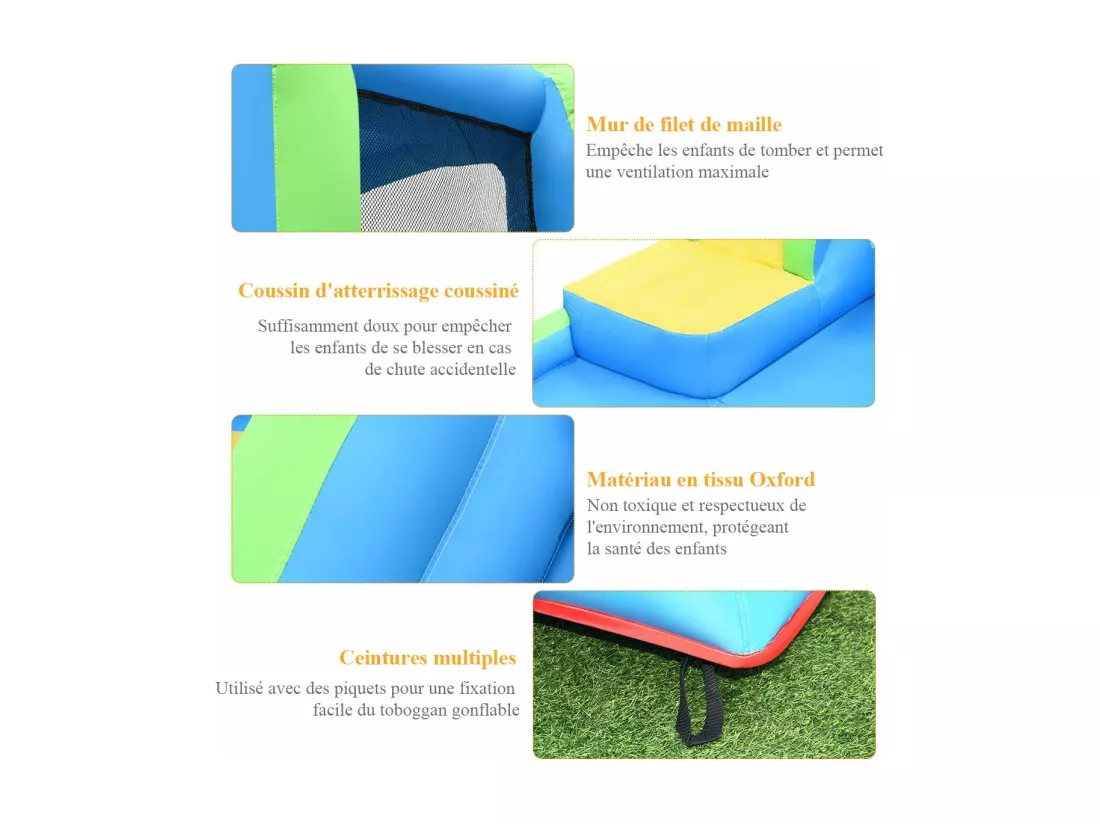 Château Gonflable avec Toboggan Aquatique/Pistolet de l'eau Fait en Plastique et vinyle, pour Enfants de 4 à 12 Ans, Charge Max 120 kg (Souffleur Non Inclus)