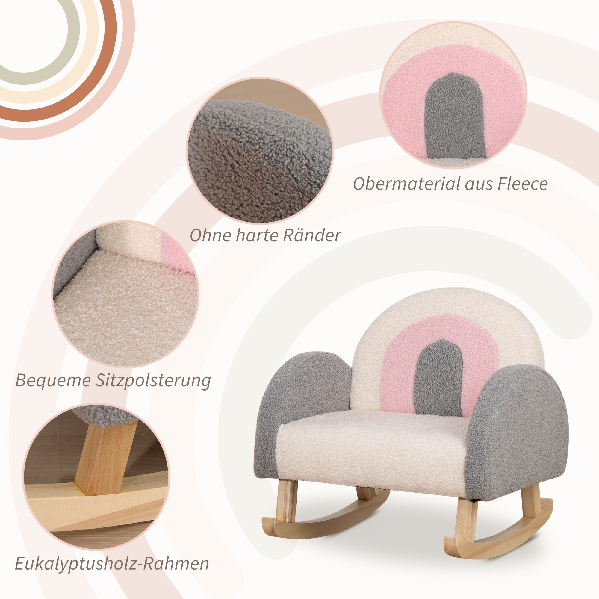 HOMCOM Kindersofa mit Schaukelfunktion 50L x 45B x 50H cm