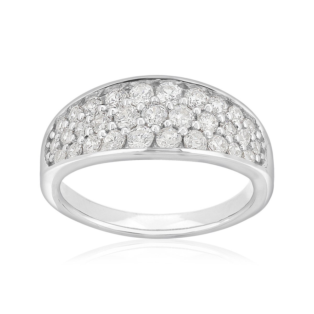 Bague or 750 blanc diamants synthétiques total 1.01 carat