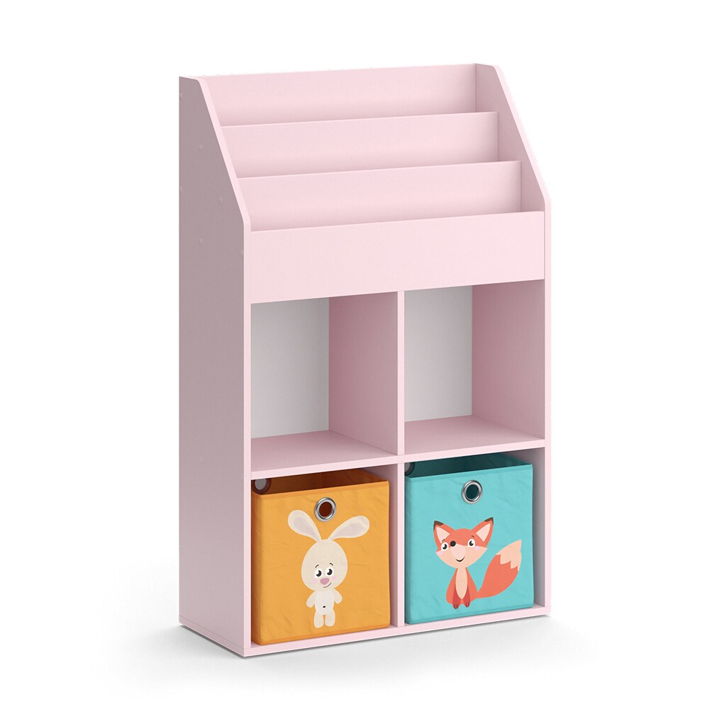 Vicco Kinderbücherregal Luigi 72 x 114 cm, Rosa, Kinderzimmerregal, offene Fächer, groß, Faltboxen