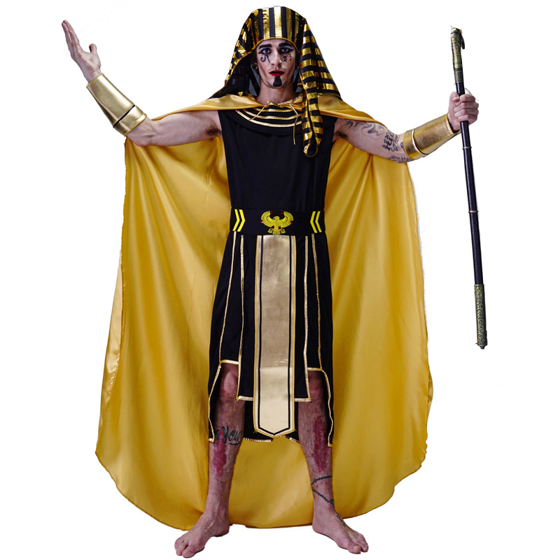 (170-185cm) Fasnachts Erwachsenen Kostüm Ägyptische Pharao Verkleidung für Motto Partys / Halloween - Gold / Schwarz
