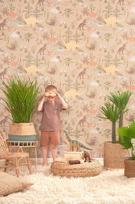 Majvillan Tapet Dinosaur Vibes, Sandy Beige