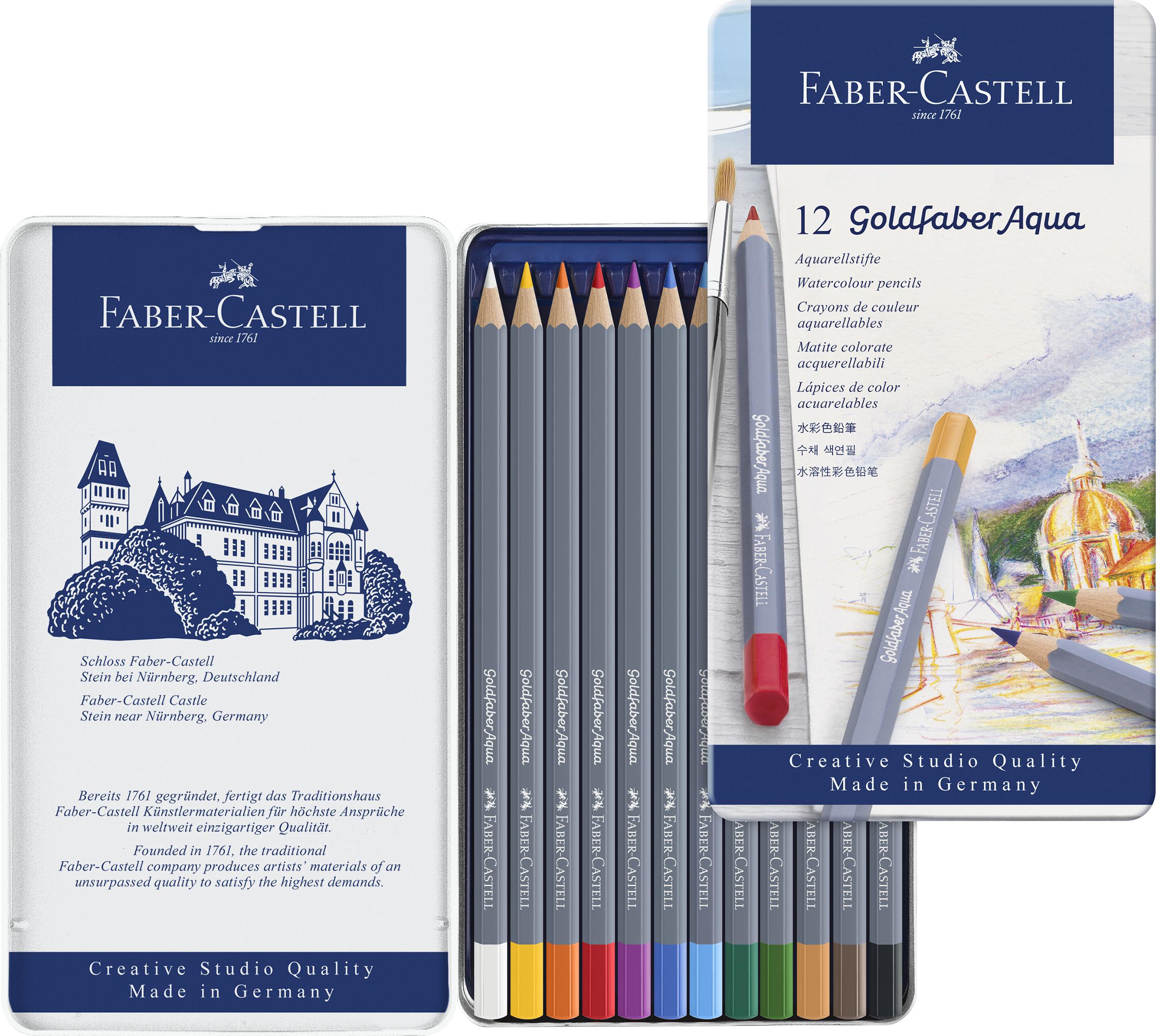 Faber-Castell - Watercol. penc. Goldfaber Aqua tin (12 pcs) (114612)
