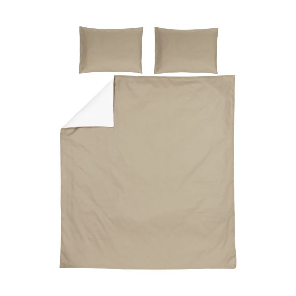 Meyco Uni Dekbedovertrek Taupe / Off White 200 x 200 / 220 cm