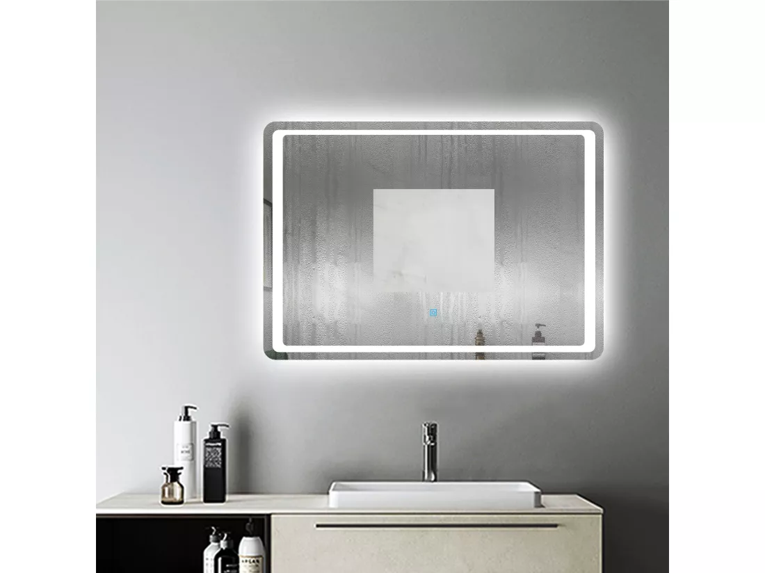 Miroir de Salle de Bain Anti-buée 120 * 70cm Miroir Lumineux LED Interrupteur Tactile Aica