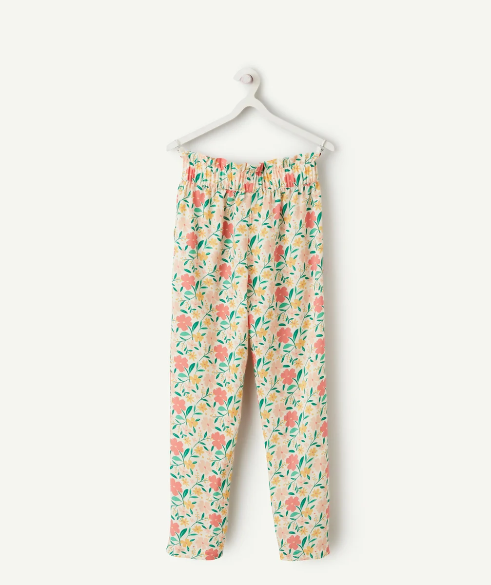 pantalon fluide fille en viscose responsable avec imprimé à fleurs
