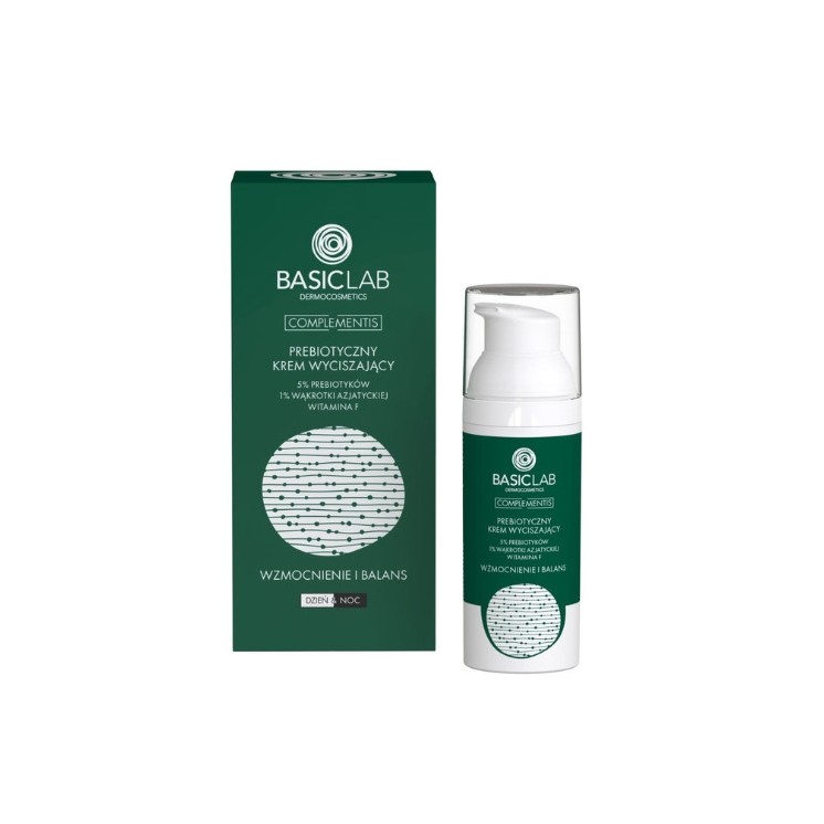 BasicLab Complementis Prebiotische Kalmerende Gezichtscrème 5 % Prebiotica, 1% Centella Asian en Vitamine F 50 ml