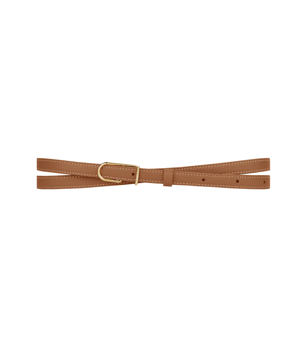 Ceinture Fine Umi - Camel Grainé