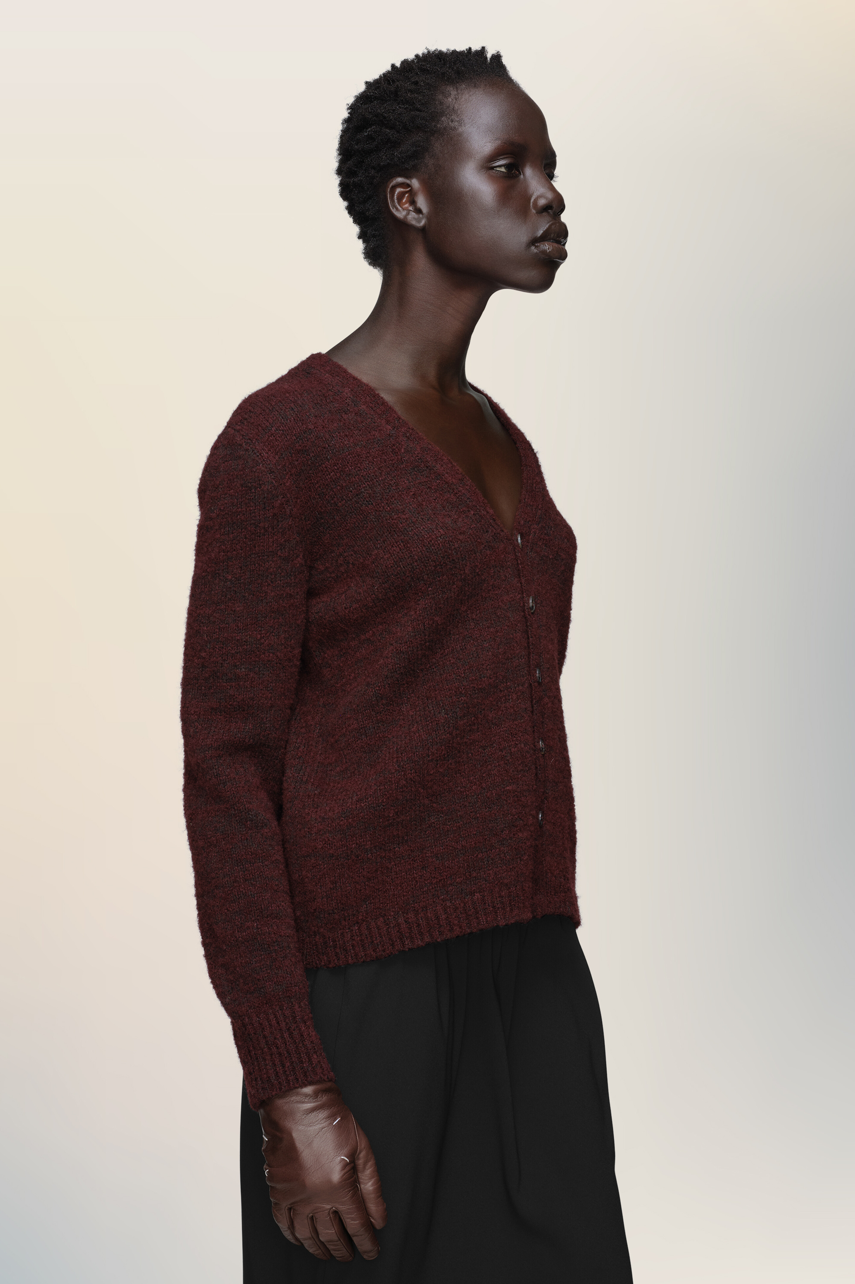 Cardigan en maille rouge en laine - femme