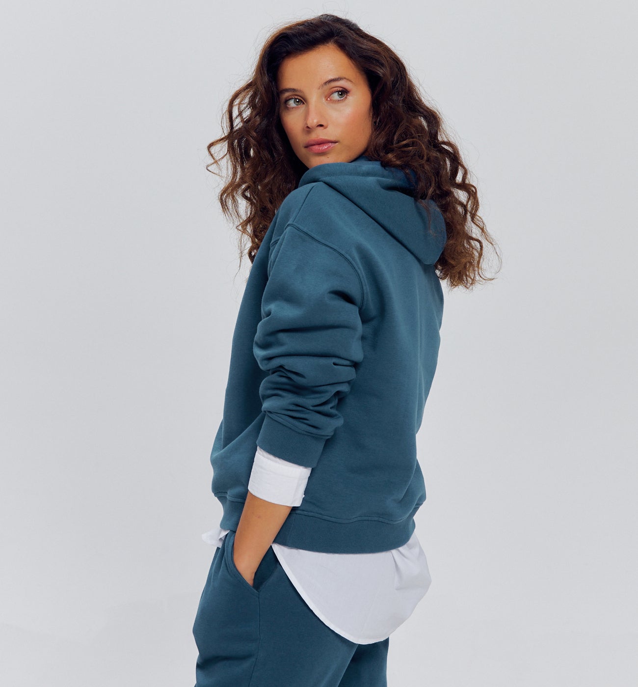 Sweat-shirt à capuche Femme - PETROLE MOYEN