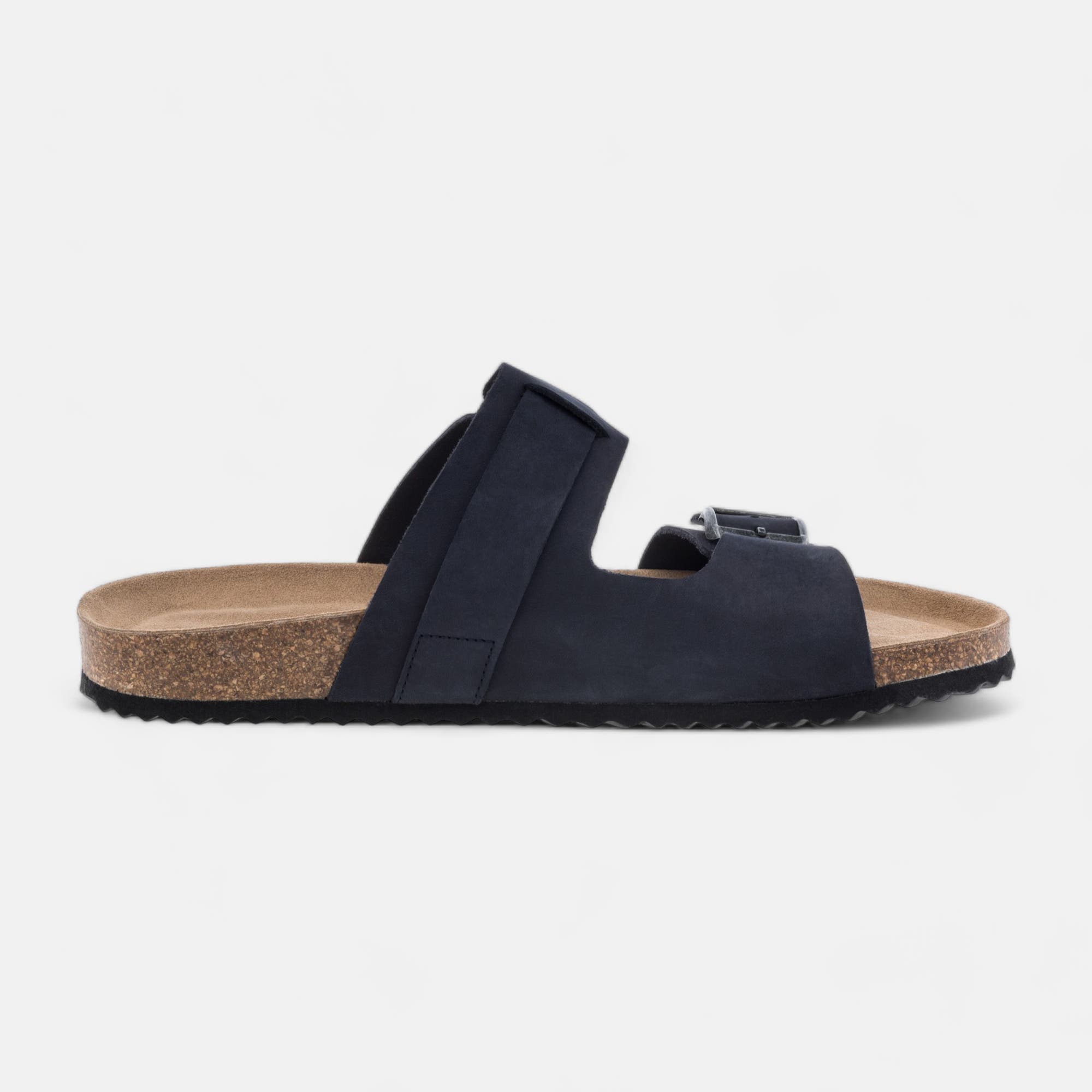 Mules semelle liège Homme en cuir bleu marine