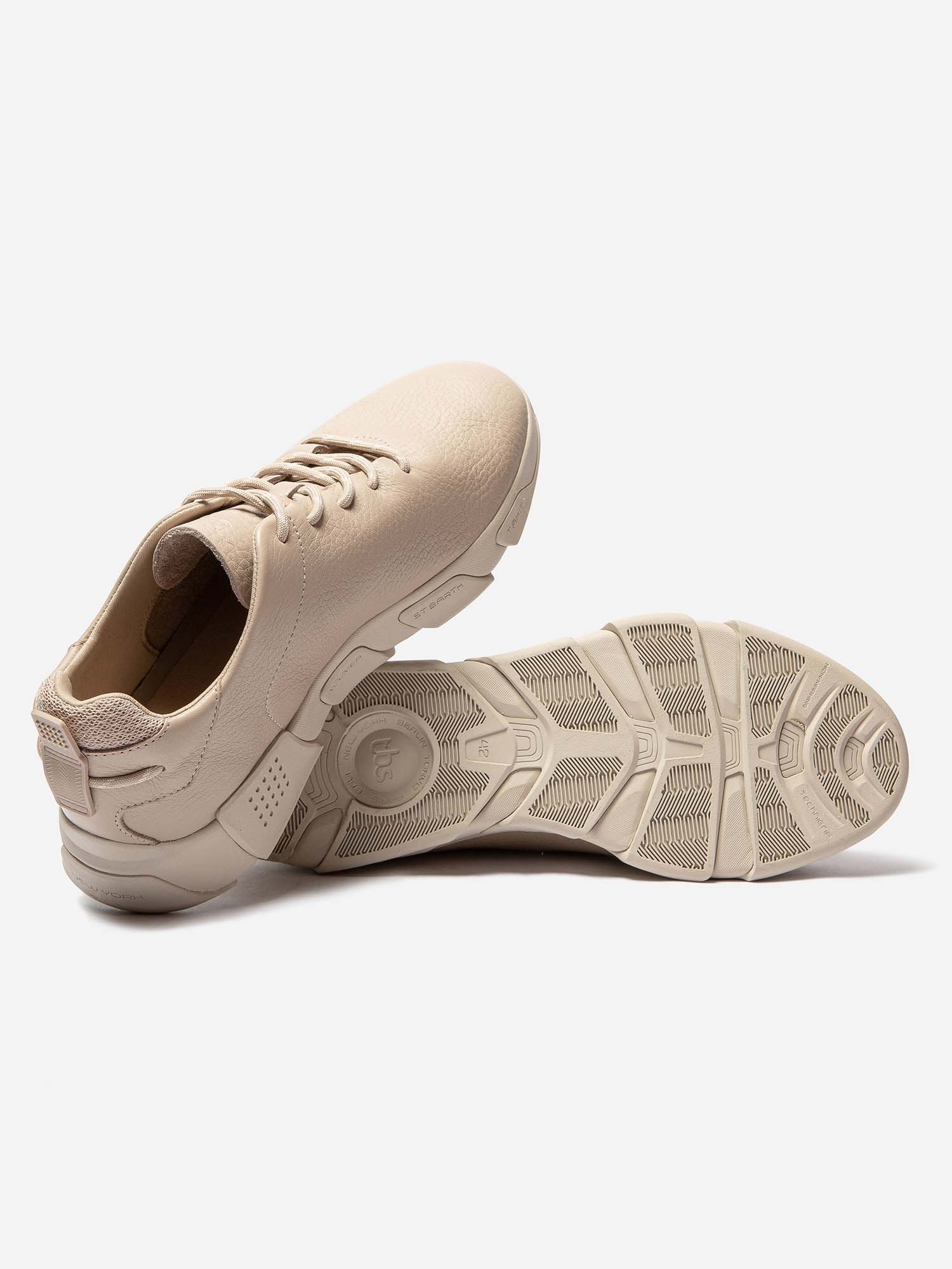Baskets Homme Confort Cuir Sans Coutures Beige