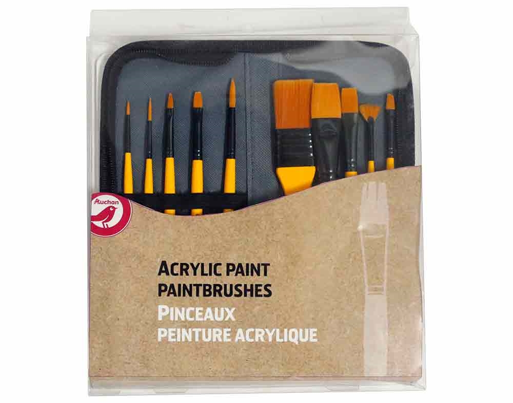 PINCEL PARA TINTA ACRÍLICA AUCHAN PACK 10 UNIDADES