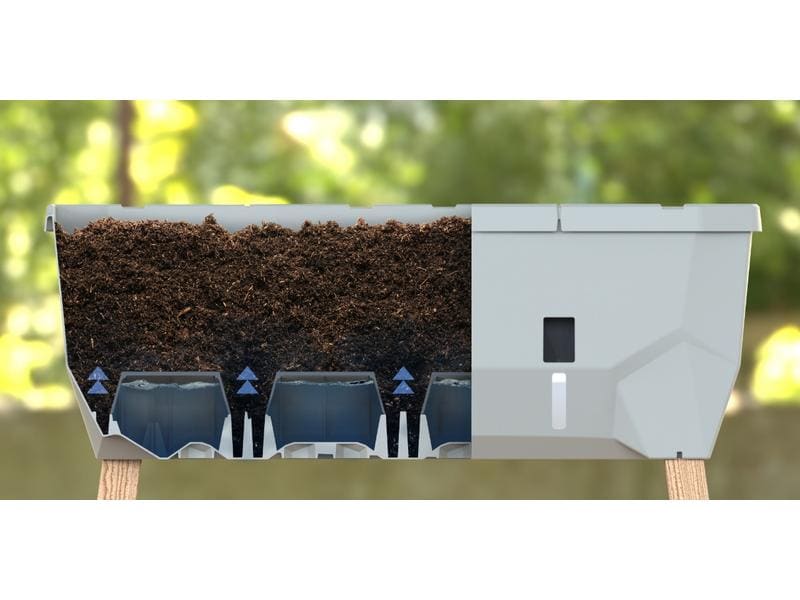 Gusta Garden Hochbeet SAMMY SALAD Starterset, Hellgrau Hochbeet mit Wassertank und Haube