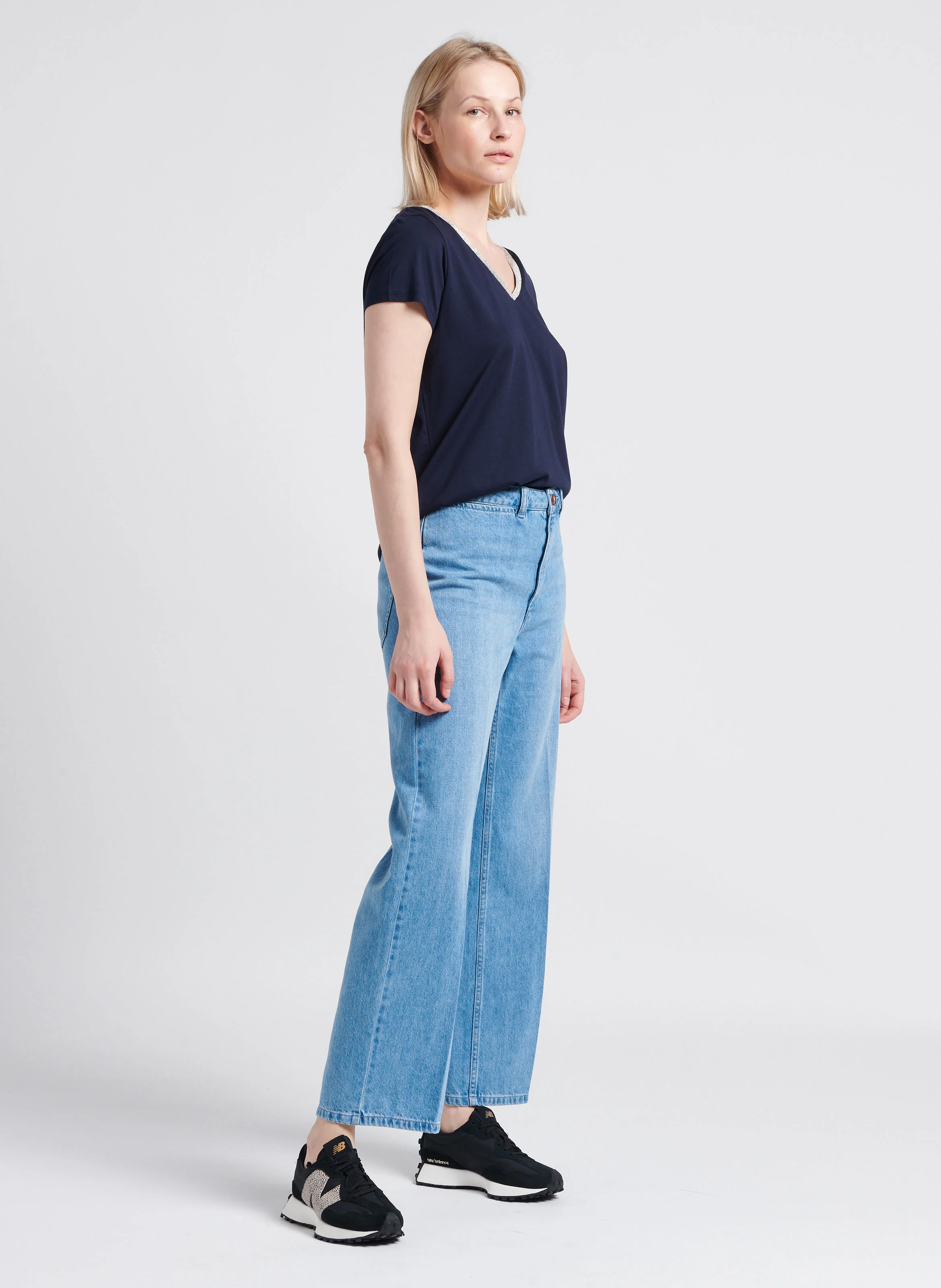 SWANN - Jean droit large taille haute| Bleu