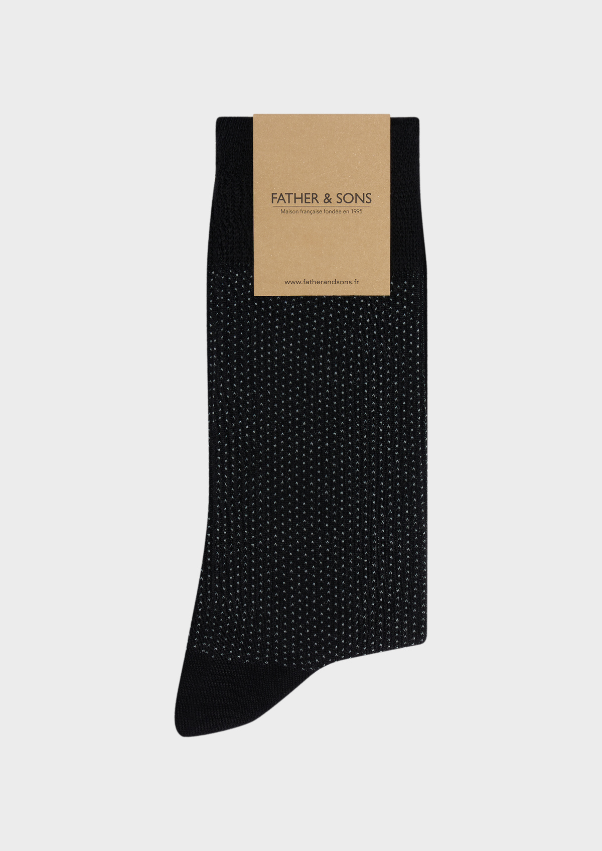 Chaussettes en viscose de bambou noir à pois blancs
