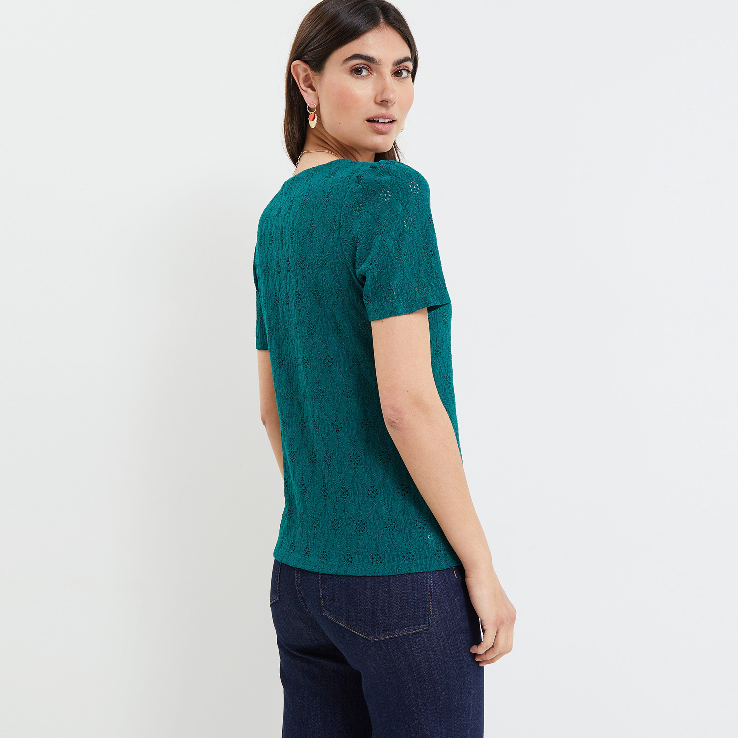 Tshirt maille ajourée femme - VERT