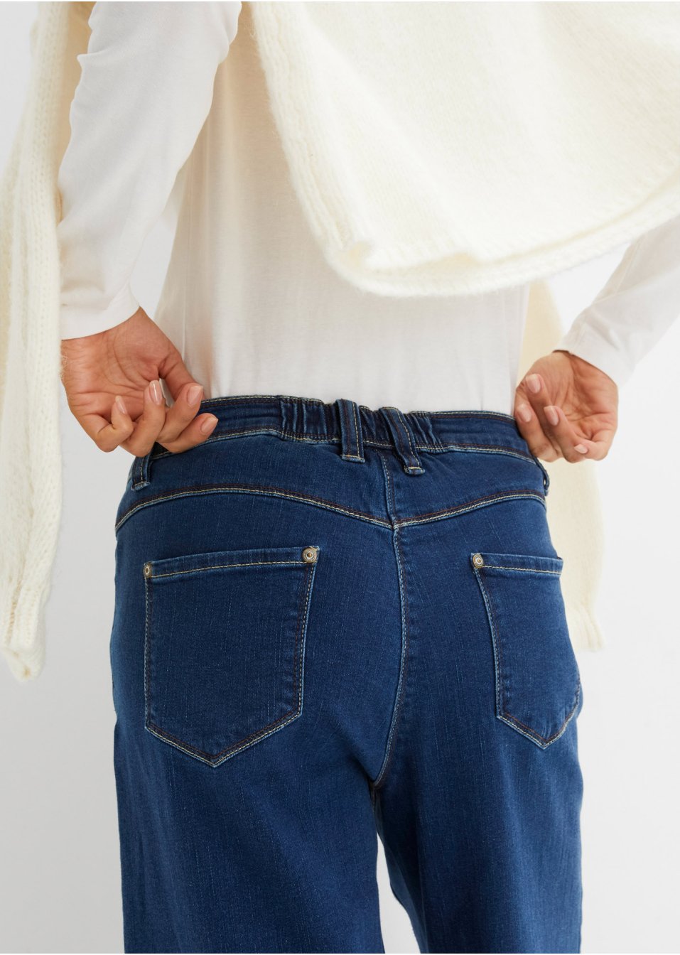 Jean extensible avec taille confortable, jambes extra larges