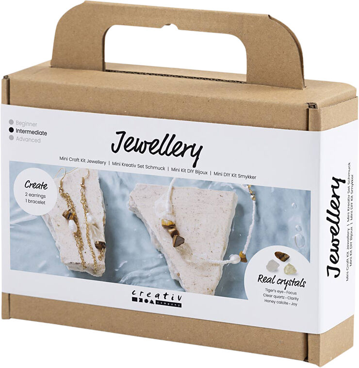 Creativ Company Mini DIY Kit Smykker, Krystalhalskæde og -øreringe