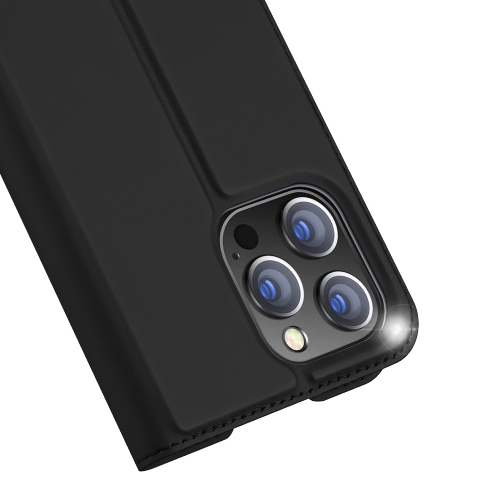 iPhone 14 Pro Flip Wallet Cover Leder Tasche - Schwarz
