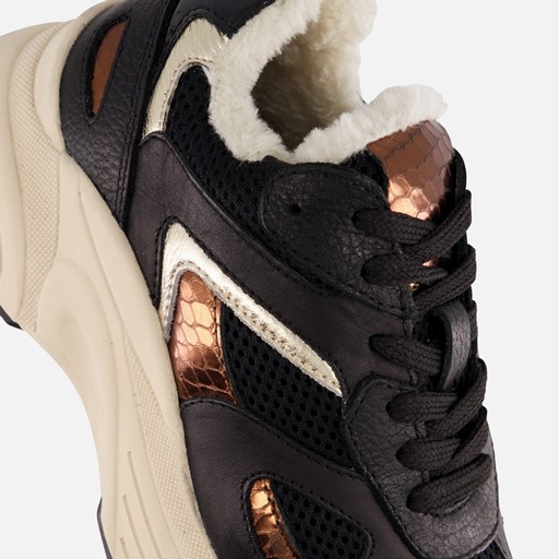 PS Poelman Sneakers Metallic zwart Leer
