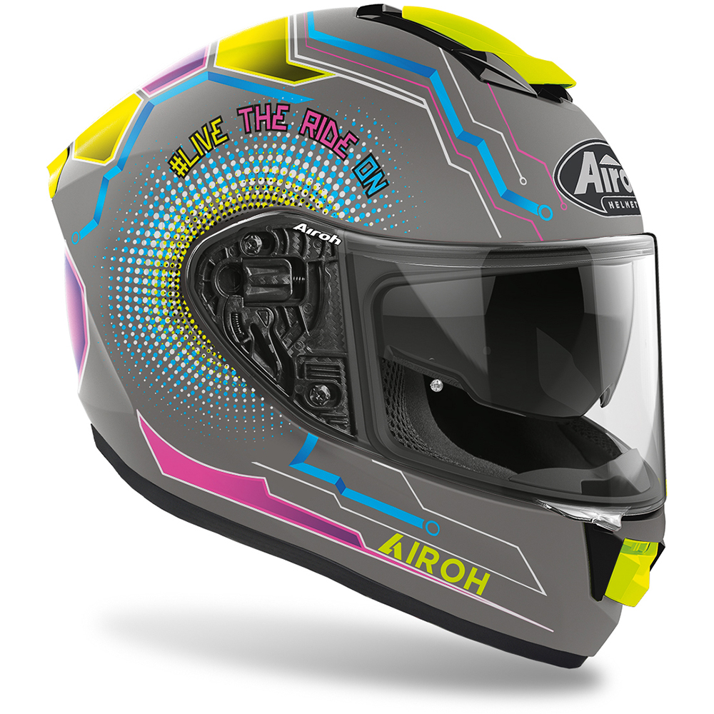 Airoh - Casque ST.501 Power Gris Mat / Jaune / Rose / Bleu