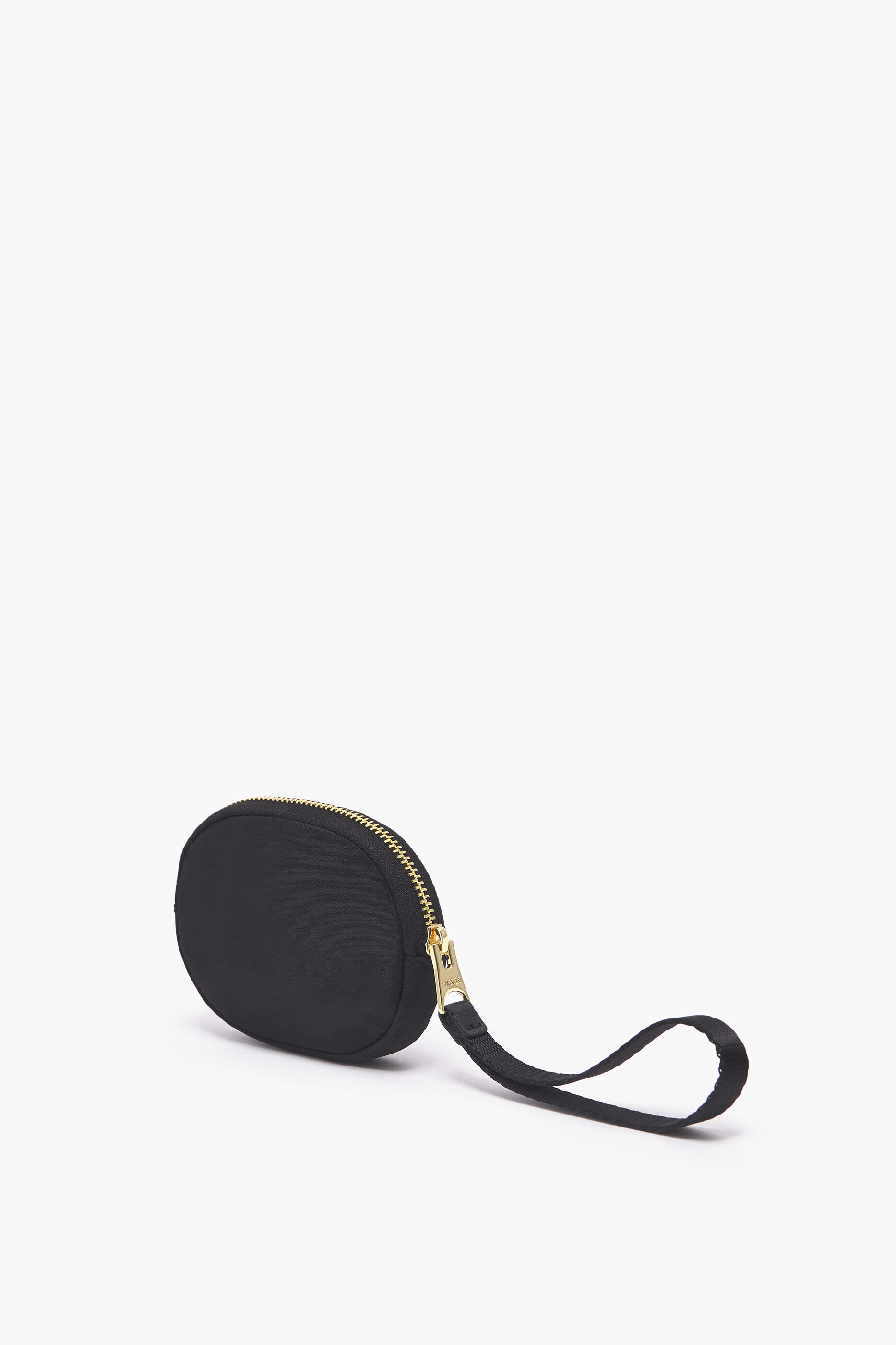 Porta-moedas oval de náilon preto