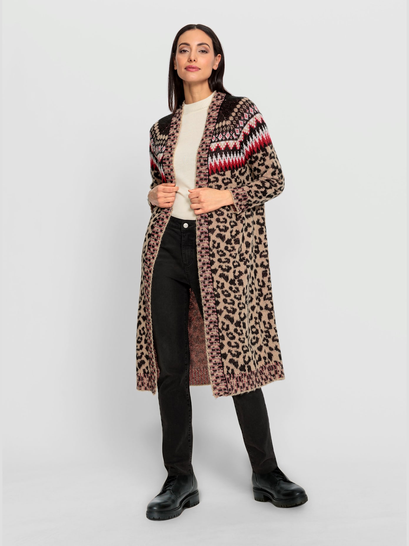 Manteau en tricot motif léopard