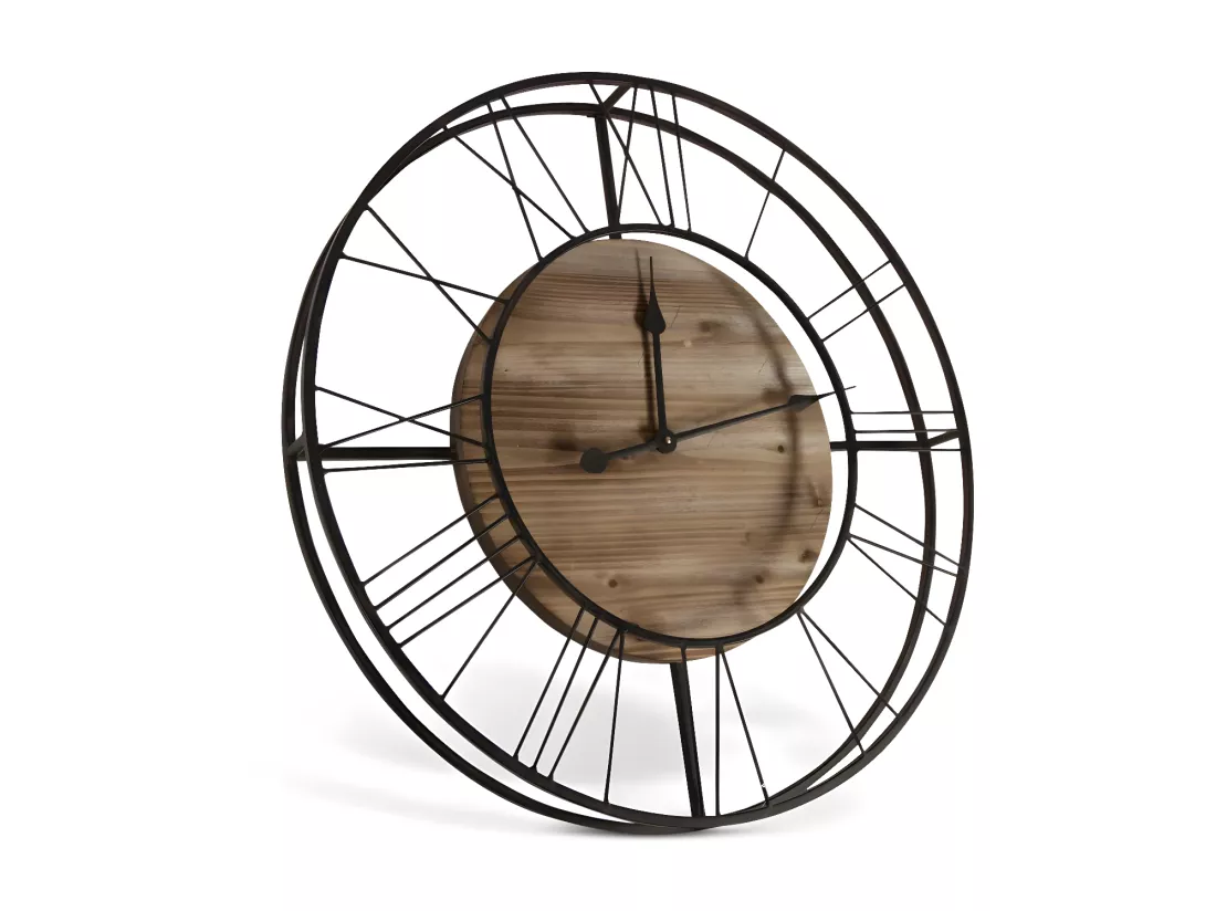 Grande horloge ancienne Bois-Métal Marron - Décoration d'Autrefois