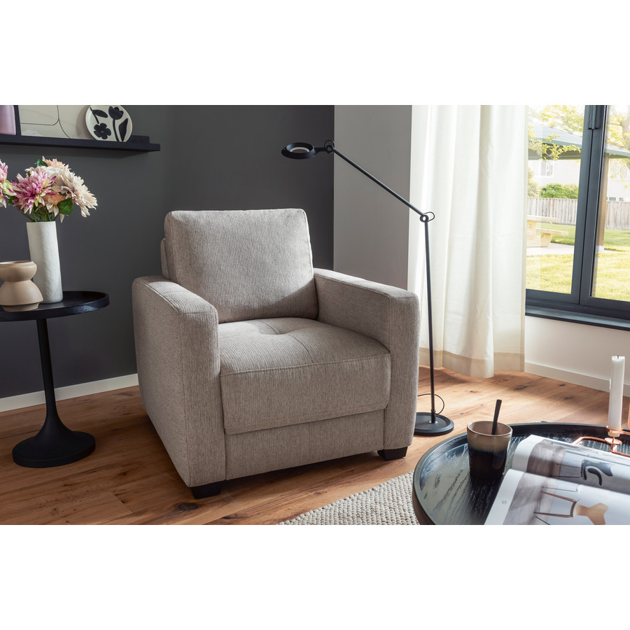 Ecksofa Pierre Stoff taupe, mit Boxspringfederung
