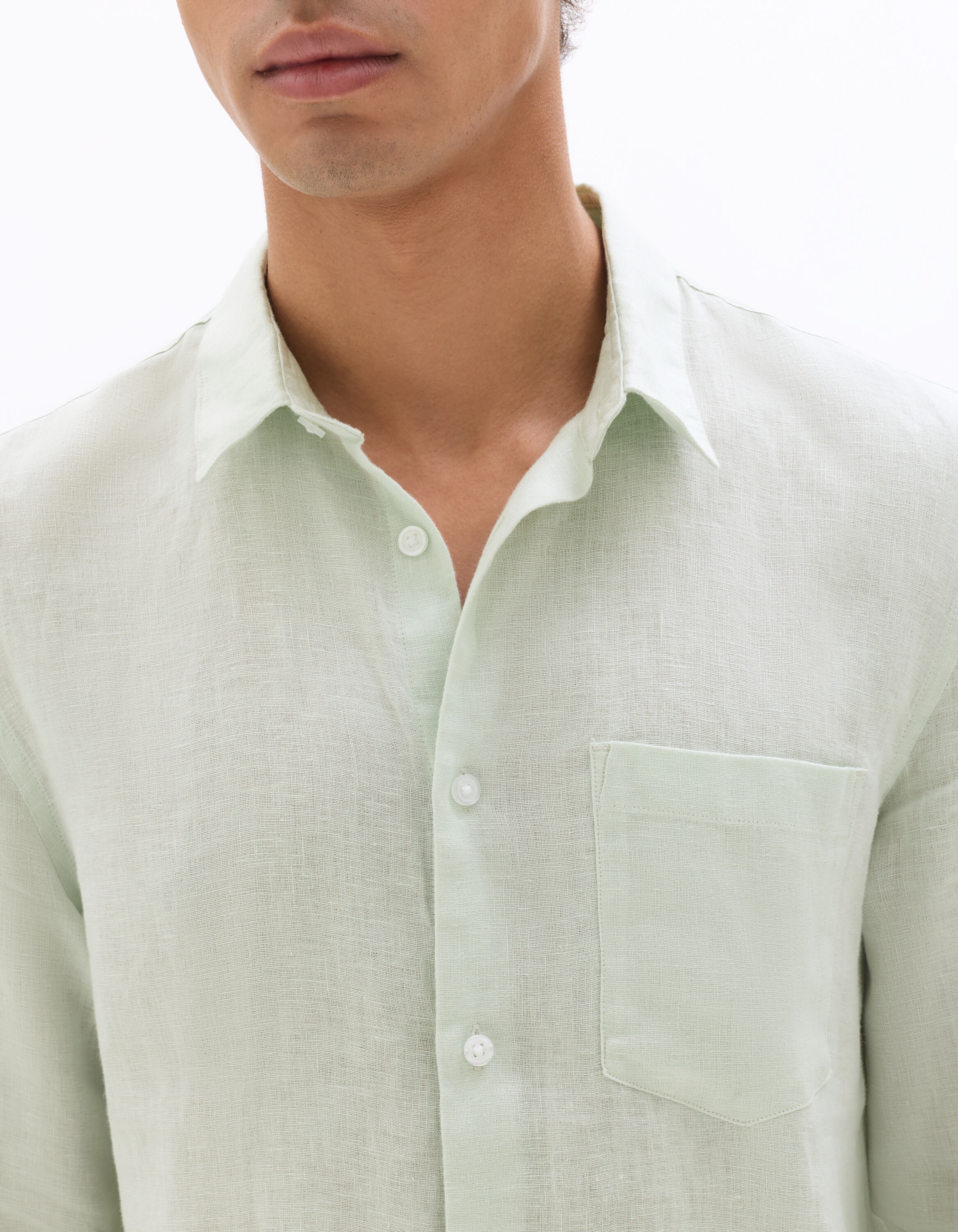 Chemise regular 100% lin - vert clair