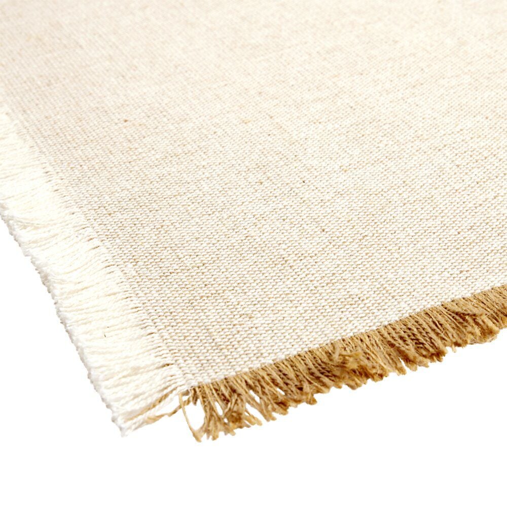 Set de table rectangulaire beige et marron 30x45cm rebord frange