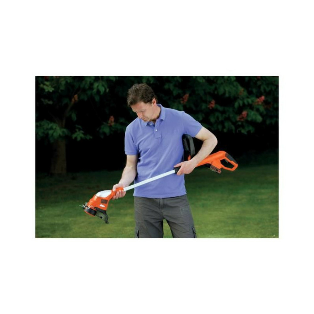 Black+decker coupe-bordure 23 cm 18 v 2 ah - glc1823l20-qw - tete pivotante 180°