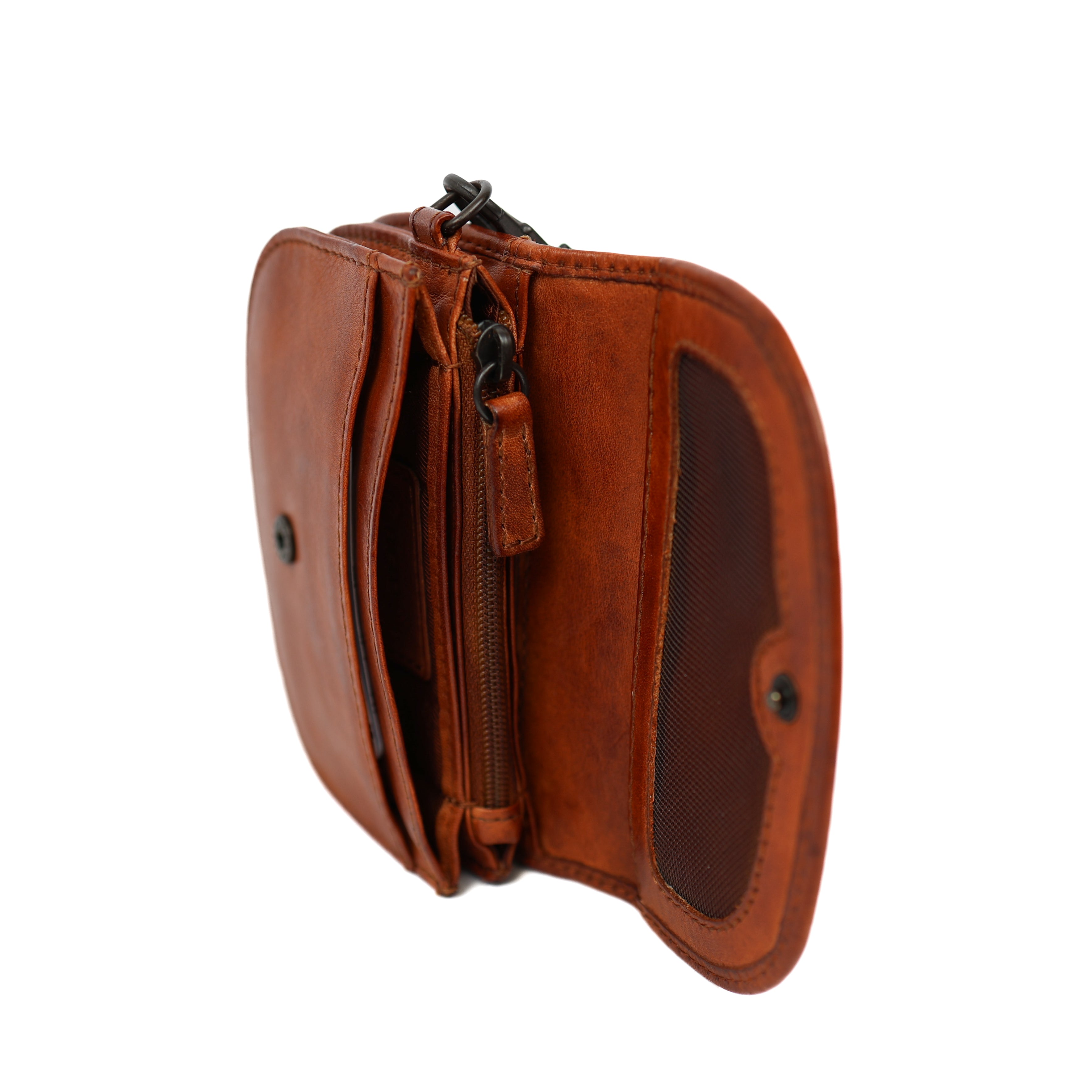 Portemonneetje met polsband 'Eva' cognac Cognac