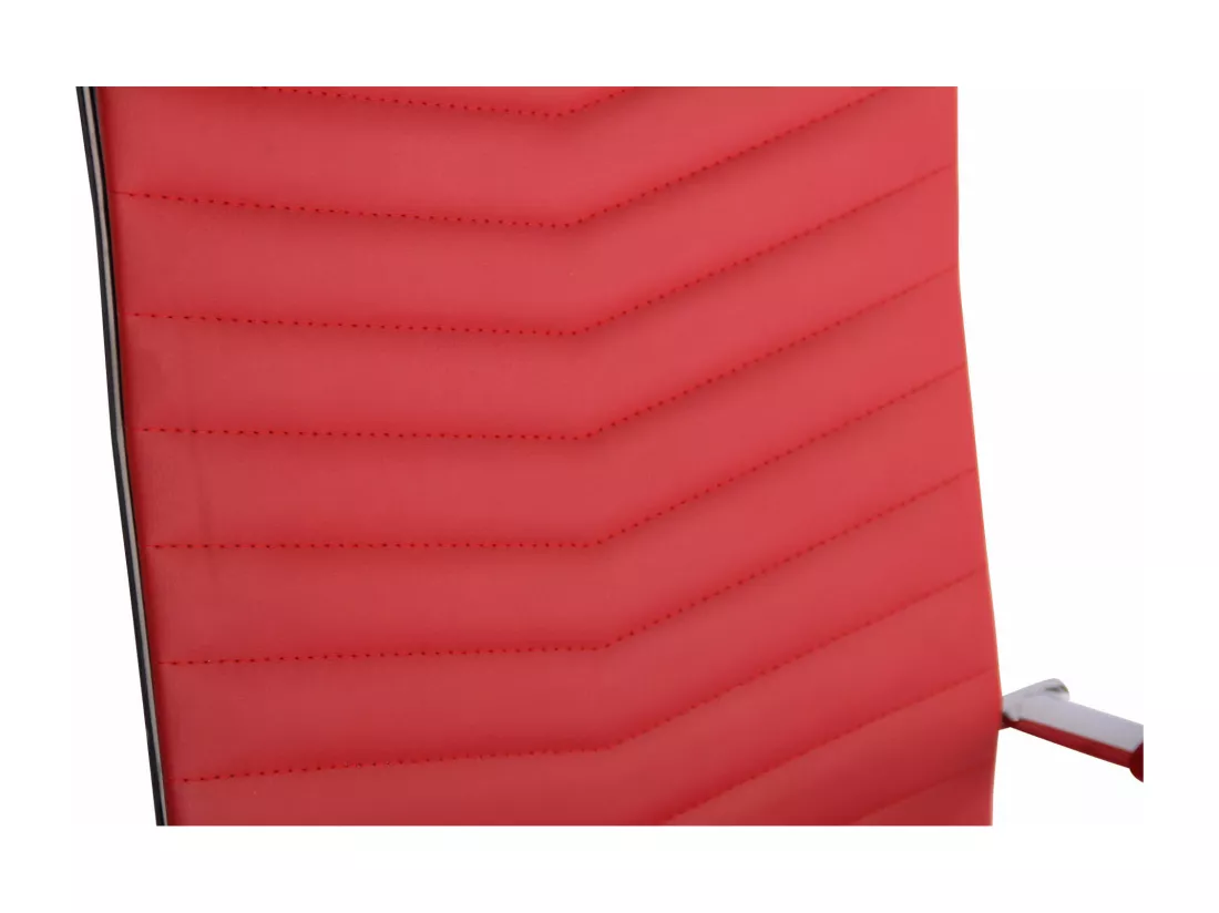 Chaise de bureau - Similicuir & Métal chromé - Rouge - Batley