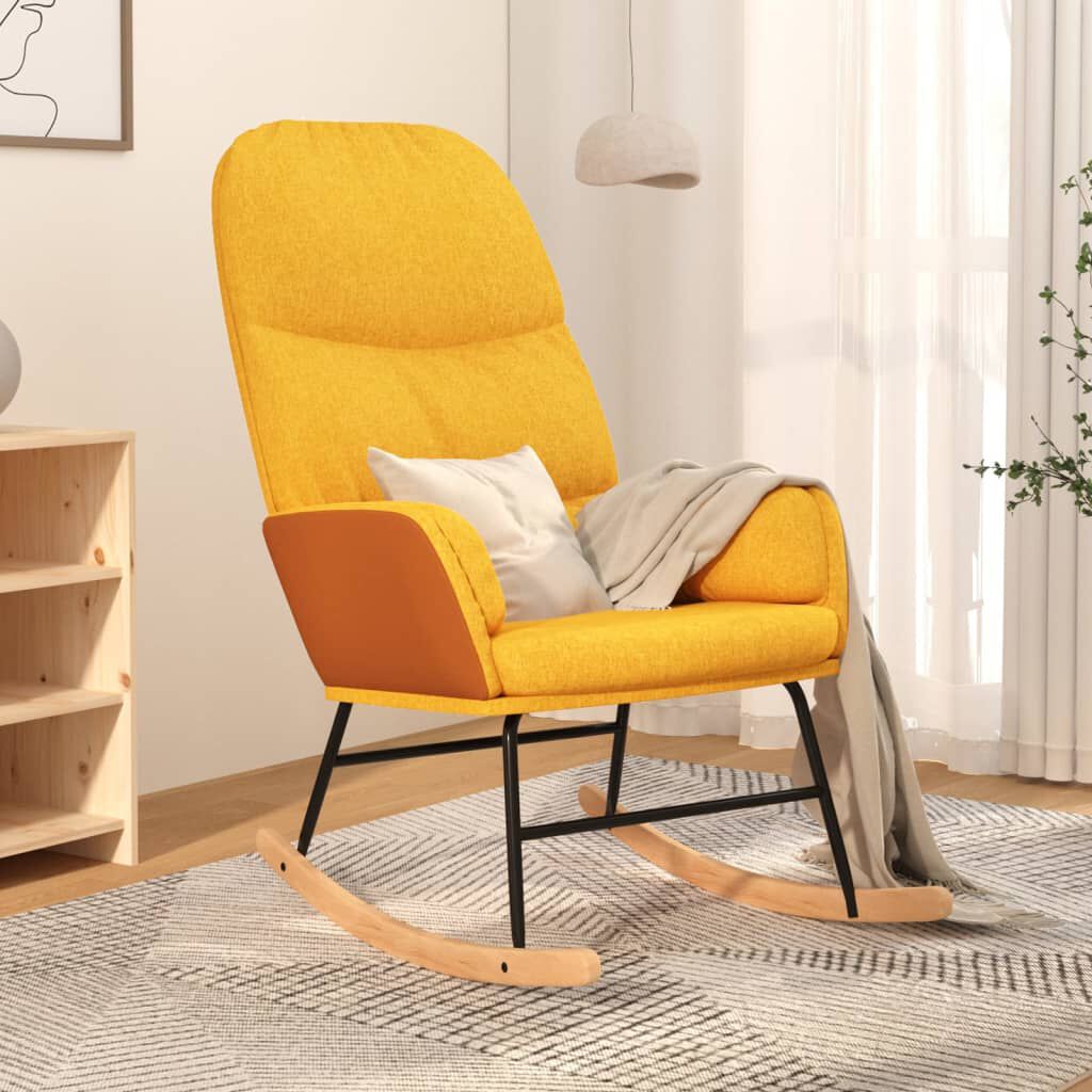 vidaXL Schommelstoel, mosterdgeel, bekleed met stof