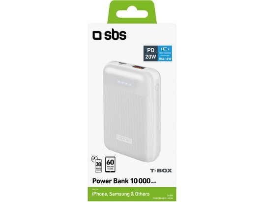SBS - Batterie externe Powerbank PD 20 W, 10 000 mAh, Blanche